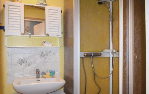 VittsjöにあるStunning Home In Vittsj With 1 Bedroomsのバスルーム(シンク、シャワー付)