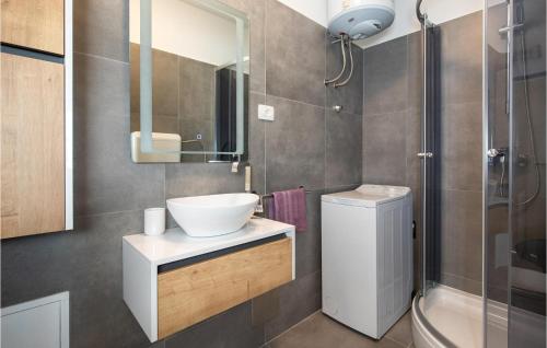 een badkamer met een wastafel, een toilet en een douche bij Beautiful Apartment In Rijeka With House A Panoramic View in Rijeka