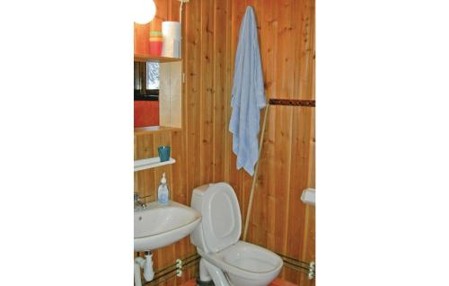 a bathroom with a toilet and a sink at Nice Home In Slen With Wifi in Våtkölssätern