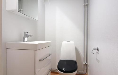 a small bathroom with a sink and a toilet at Cozy Home In Sysslebäck With Kitchen in Branäs