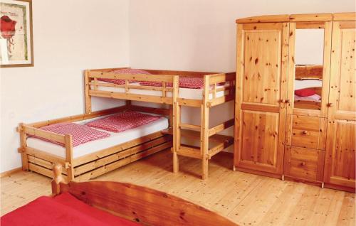a bedroom with two bunk beds and a wooden floor at Amazing Apartment In Ertl With 2 Bedrooms And Wifi in Buchschachen
