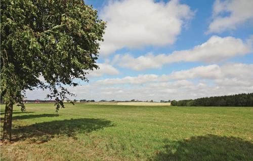 a green field with a tree in the foreground at Holiday Home Tomelilla 03 in Bollerup