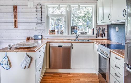Η κουζίνα ή μικρή κουζίνα στο Stunning Home In Sjusjøen With Sauna