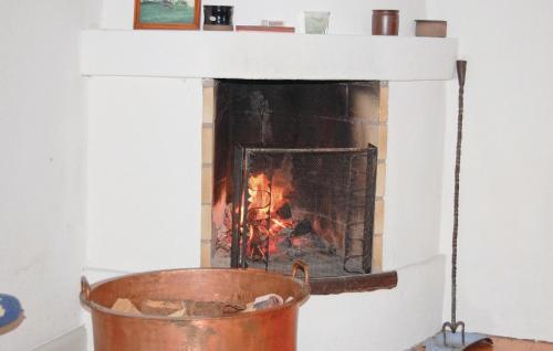 a brick oven with a fire in it at Gorgeous Home In Bodafors With Kitchen in Bodafors