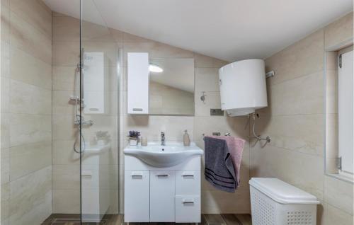a bathroom with a sink and a shower at Nice Apartment In Pula With Kitchen in Pula