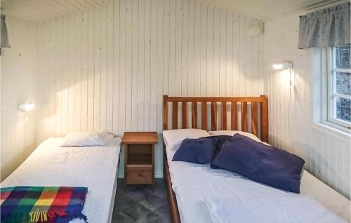two twin beds in a room with a window at Nice Home In Trans With Kitchen in Tranås