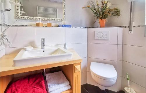 a bathroom with a sink and a toilet at Amazing Apartment In Schotten With Kitchen in Schotten