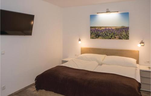 1 dormitorio con 1 cama y TV de pantalla plana en Amazing Apartment In Rauris With Kitchen en Rauris