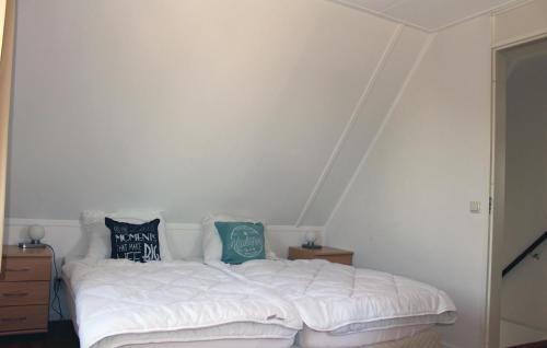 een slaapkamer met een wit bed met 2 kussens erop bij Stunning Home In Opperdoes With 2 Bedrooms And Wifi in Opperdoes