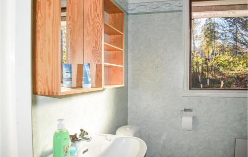 LammhultにあるStunning Home In Lammhult With 2 Bedroomsのバスルーム(洗面台、トイレ付)、窓が備わります。