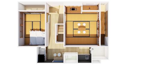 a floor plan of a room with a door with a rabbit on it at Modern Machiya MIBU in Kyoto
