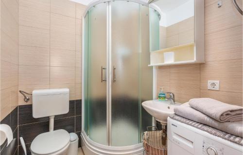 a bathroom with a shower and a toilet and a sink at Awesome Apartment In Viskovo With Kitchen in Viskovo