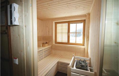 a sauna with a window in a wooden room at Stunning Home In Schnberg Lachtal With 5 Bedrooms, Sauna And Wifi in Lachtal