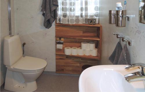 łazienka z toaletą i umywalką w obiekcie Awesome Home In Bodafors With Kitchen w mieście Bodafors