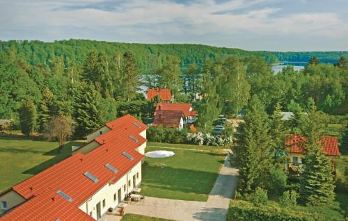 an aerial view of a house with an orange roof at Lovely Home In Pinnow With Kitchenette in Petersberg