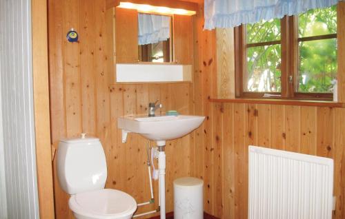y baño con aseo y lavamanos. en Lovely Home In Katthammarsvik With Kitchen en Katthammarsvik