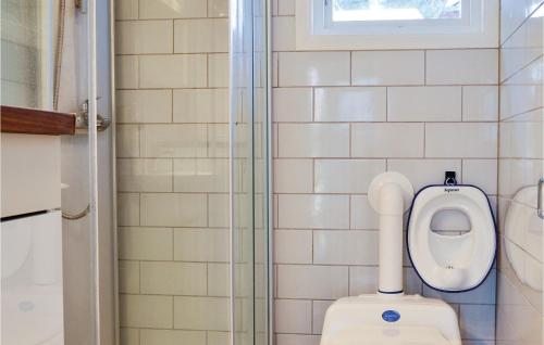 a bathroom with a toilet and a shower at Two-Bedroom Holiday Home In Ingaro in Grönskan