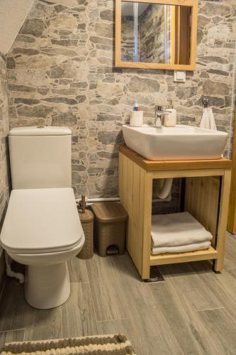 a bathroom with a toilet and a sink at Mountain Houses Emilija in Žabljak