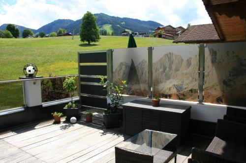 a balcony with a view of a mountain at Haus Bergliebe in Schladming