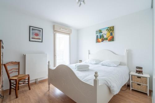 Posteľ alebo postele v izbe v ubytovaní À portée de mer. Appt 70m2, 2ch+parking