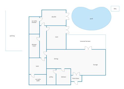 a floor plan of a house at Villa Mencia by Villa Plus in S'Algar