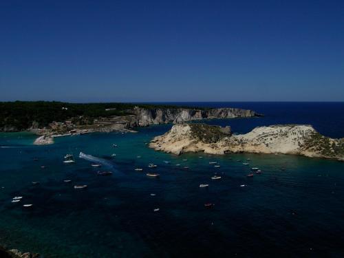 an aerial view of a group of boats in the water at Hotel Kyrie Isole Tremiti in San Domino