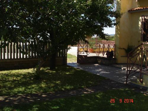 a tree in a yard next to a fence at Agriturismo Casale Di Gricciano in Cerveteri