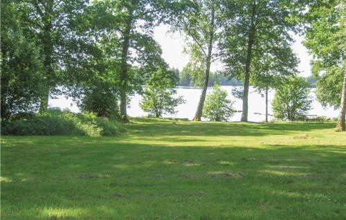 a field of grass with trees and a body of water at Gorgeous Home In Lagan With Kitchen in Kvänarp
