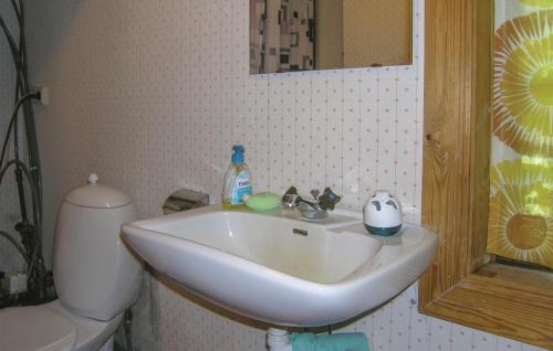 a bathroom with a white sink and a toilet at Gorgeous Home In Lagan With Kitchen in Kvänarp