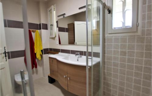 a bathroom with a sink and a shower at Cozy Home In Condorcet in Condorcet