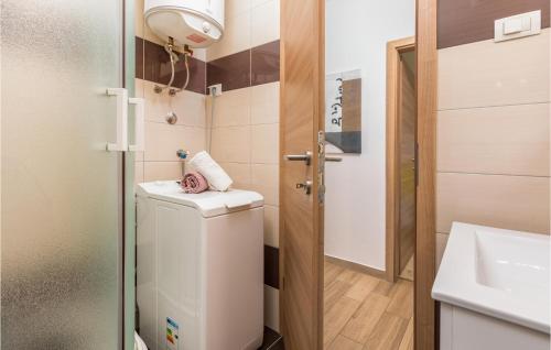 Baño pequeño con aseo y lavamanos en 2 Bedroom Gorgeous Apartment In Vodnjan en Vodnjan