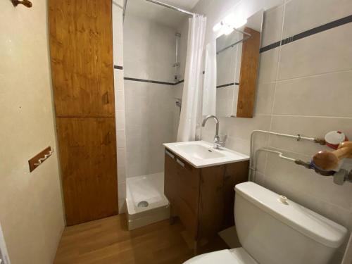 ein kleines Bad mit WC und Waschbecken in der Unterkunft Studio Lanslevillard, 1 pièce, 3 personnes - FR-1-508-266 in Lanslevillard