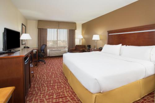 a hotel room with a large bed and a television at Holiday Inn Express & Suites Glendive by IHG in Glendive