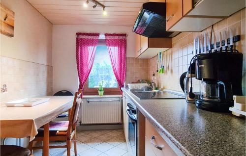 a small kitchen with a table and a window at Pet Friendly Apartment in Ninive