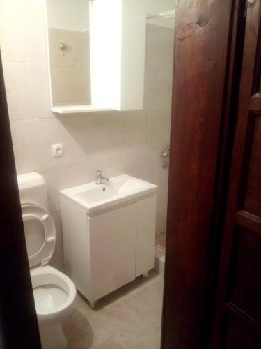 a white bathroom with a toilet and a sink at Zdenka javoran in Zubovići
