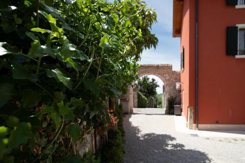 an entrance to a building with an arch in the background at CASA ROSSA - Regarda Travel in Bardolino