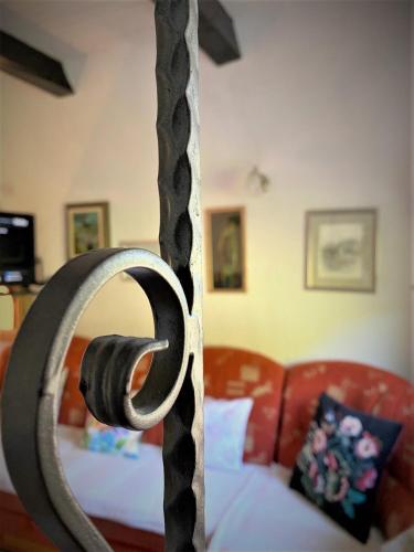 a close up of a bed in a bedroom at Kuća Homer in Mala Lešnica