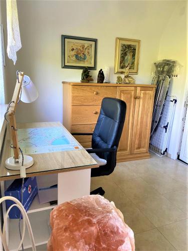 a desk and a chair in a room at Kuća Homer in Mala Lešnica