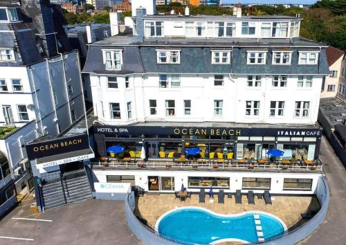 an overhead view of an ocean beach hotel with a swimming pool at Ocean Beach Hotel & Spa - OCEANA COLLECTION in Bournemouth