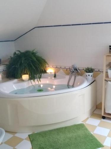 a bathroom with a tub with a plant in it at LA PREFERITA 2 in Vibo Valentia