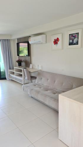 Χώρος καθιστικού στο Flat Superior Frente Mar - Tabatinga Residence