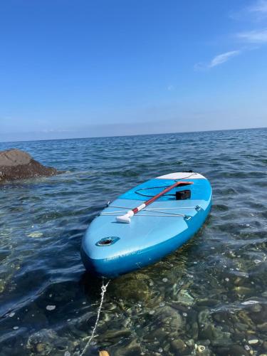 a blue paddle boat sitting in the water at Nelinda Waterfront Accommodation in Ischia