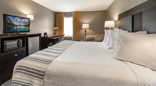 a hotel room with a large bed and a television at THE BRANSINN Entertainment District in Branson