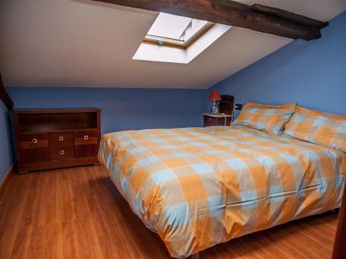 1 dormitorio con 1 cama y tragaluz en Auténtica buhardilla en el centro de Béjar, en Béjar