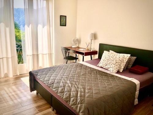 una camera con letto, scrivania e di casa nico a Lugano