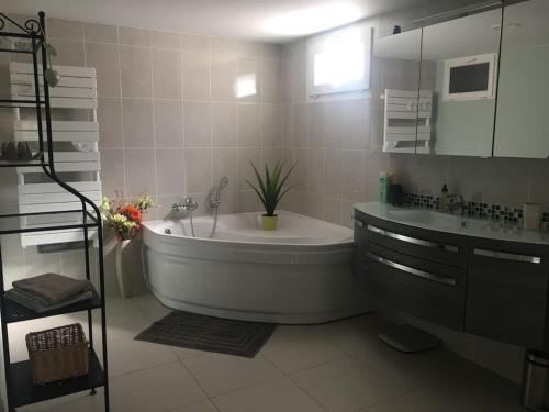 Bilik mandi di Studio indépendant de 32 m² dans les oliviers