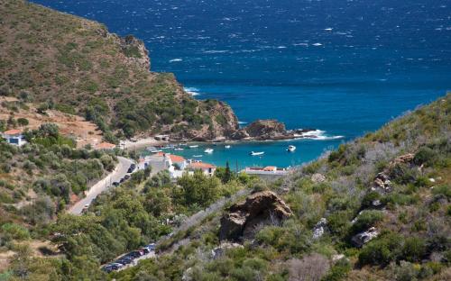 a view of a bay with boats in the water at Moka Evia Island in Trikovilón