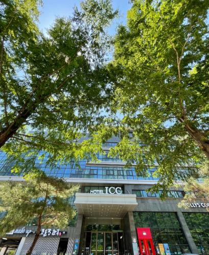 a building with a sign on the front of it at Hotel Icc in Daejeon