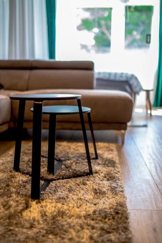 a living room with a coffee table and a couch at Apartment Sika in Solin