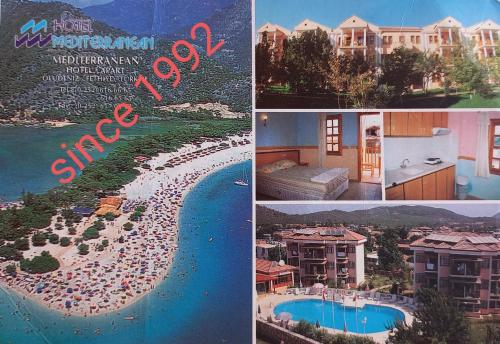un collage di foto di un resort e di una spiaggia di Mediterranean apart hotel a Fethiye
